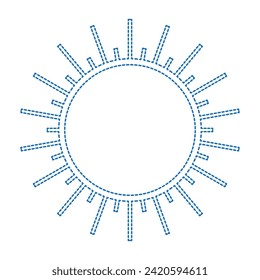 Vector drawing sun, dotted line color blue flat style