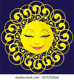Vector drawing of the Sun. Ideal for greeting cards, wallpapers, gift paper, cobwebs, textiles, backgrounds