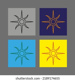 Vector drawing sun, silhouette  colorful flat style