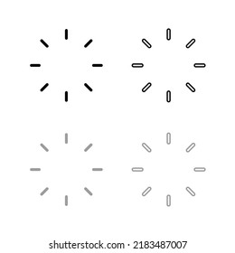 Vector drawing sun, silhouette and contour, color black and gray flat style
