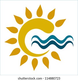 Vector drawing the sun   waves  Logo   icon 