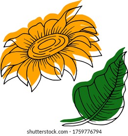 Vector drawing sunflower flower. Nature. Sketch, illustration. decorative