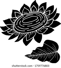 Vector drawing sunflower flower. Nature. Sketch, illustration. decorative