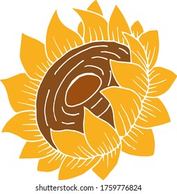 Vector drawing sunflower flower. Nature. Sketch, illustration. decorative