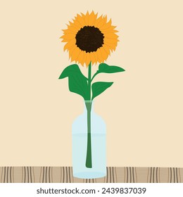 vector drawing of a sunflower in a glass