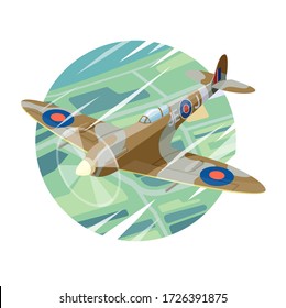 Vector Drawing of a supermarine spitfire WW2 Fighter plane