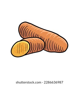 vector drawing sweet potatoes, vegetables isolated at white background, hand drawn illustration