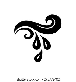 Vector drawing of symbol of sea waves. Drop of water. Logo template.