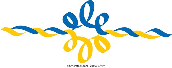 vector drawing of symbols of Ukraine. Yellow and blue ribbons are the symbol of the flag of Ukraine. The yellow ribbon and the blue ribbon develop and intertwine. National symbols of Ukraine.