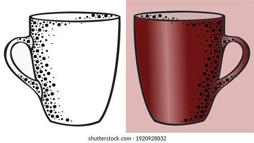 Vector drawing, a tall Cup of black and white and color