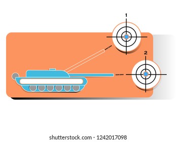 vector drawing of a tank, beating on the target, can be used as an infographic for the design of presentations and documents