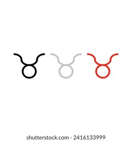 Vector drawing taurus zodiac sign, color black, gray, red flat style