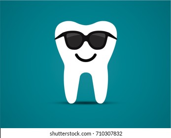 Vector drawing of teeth with glasses