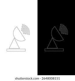 Vector drawing of a telecommunications antenna. Dotted line color black and white flat style