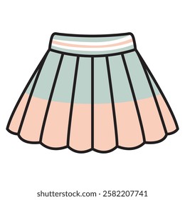 A vector drawing of a tennis skirt, designed with a flattering fit and a flared silhouette for optimal comfort and movement. 