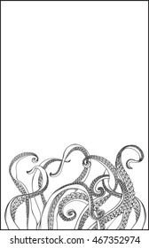 Vector drawing of / Tentacles Line art portrait /  Easy to edit groups to move around and reorganize as your design needs,  add colour with background shapes. isolated groups easy to edit.