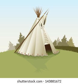 Vector drawing of a Tepee/Tepee/Easy to edit vector file, easy to edit layers and groups. Gradients used