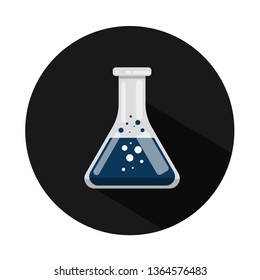 Vector drawing test tube with bubbles color blue