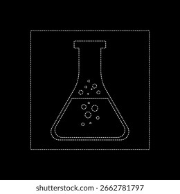 Vector drawing test tube, dotted line color white