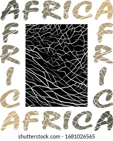 Vector drawing text Africa and background with texture elephant 