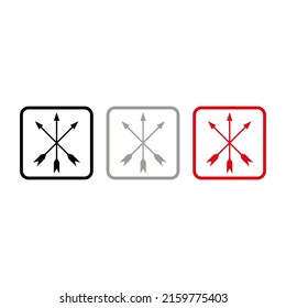 Vector drawing three arrows, color black gray red flat style
