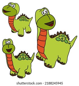 vector drawing of three cute dinosaur characters