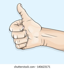 Vector drawing of a thumbs up hand/Thumbs up/ Easy to edit and size vector file, no meshes or gradients used