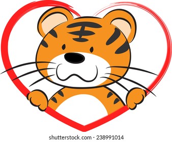 Vector Drawing Tiger Heart Shape Icon Stock Vector (Royalty Free ...