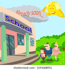 vector drawing it's time to go to school soon