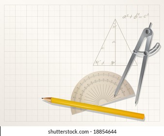 vector drawing tools - pencil, protractor, divider