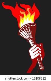 vector drawing of the torchlight in hand of the person