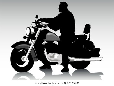 Vector drawing a tourist motorcycle