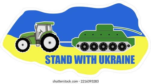 Vector Drawing Of A Tractor Pulling A Tank