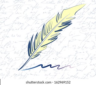 Vector drawing of a traditional goose quill. Hand draw.