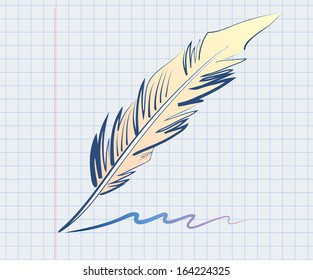 Vector drawing of a traditional goose quill. Hand draw.