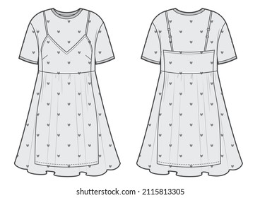 vector drawing of a transparent dress with bottom dress