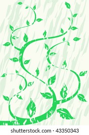 Vector drawing tree branches with leaves on an abstract background