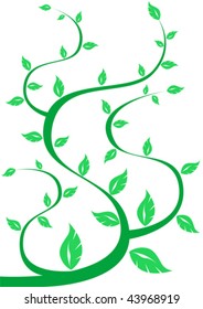Vector drawing tree branches with leaves on an abstract background