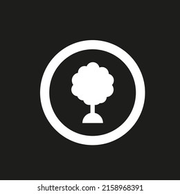 Vector drawing tree in circle. Tree icon color white flat style