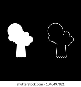 Vector drawing and tree, silhouette and contour color white