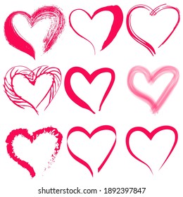 Vector drawing of trendy red hearts. Image for greeting card, Valentine's Day and website - vector.