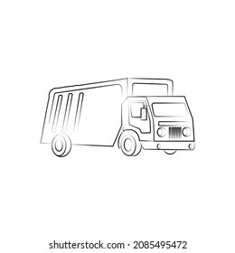 Camión de dibujo de vectores, camión de basura para colorear. Esbozo de coche