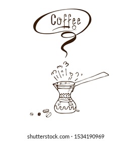 vector drawing Turk coffee grain hot