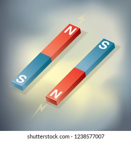 Vector drawing of Two Bar Magnets / Easy to edit layers and groups, effects and transparencies used
