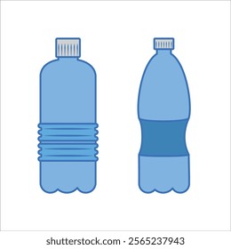 A vector drawing of two blue plastic water bottles