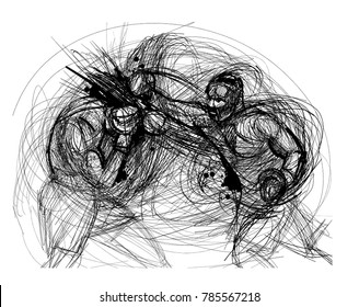 Vector drawing of two boxers fighting