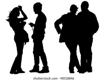 Vector drawing of two couples