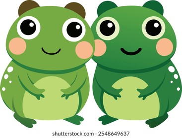 vector Drawing of Two cute cartoon frogs