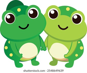 vector Drawing of Two cute cartoon frogs