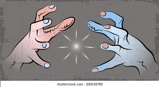 Vector drawing of two human hands.